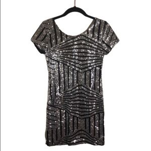 Silver Sequins Mini Dress Size Medium